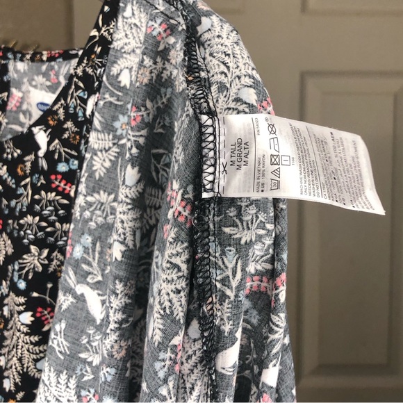 Old Navy Black Floral Motif Dress with 3/4 sleeves Size Medium Tall - Picture 5 of 5